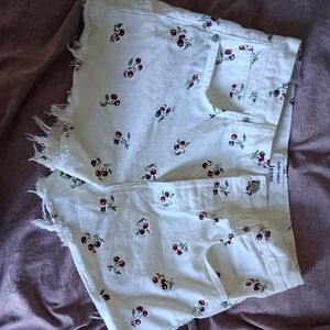 Reformation White Cherry Print Jeans